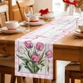 thumbnail image 5 of Pink Tulip Table Runner - 60 Inch Long Spring Floral Romantic Flowers Modern Art Wooden Cotton and Linen Blended Dress Scarves Farmhouse Table Runner for Kitchen Dining, Coffee Table, 13" x 60", 5 of 8