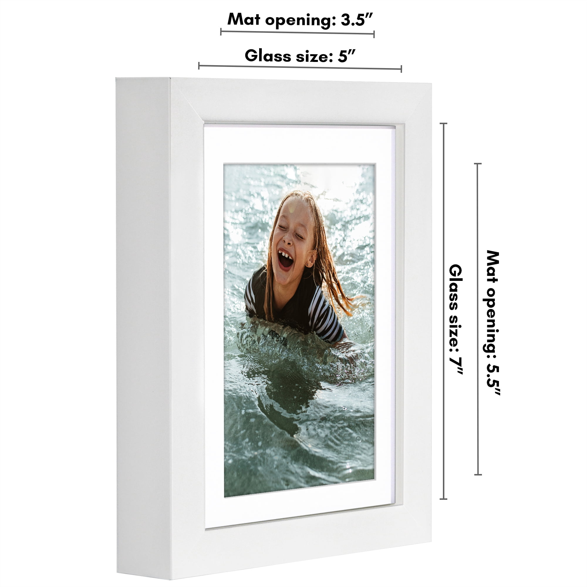 Americanflat 5" x 7" Gallery-Style Picture Frame with Mat to Secure Artwork, Prints, and Photos - White
