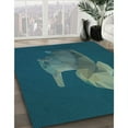 thumbnail image 3 of Ahgly Company Machine Washable Indoor Square Transitional Medium Teal Green Area Rugs, 3' Square, 3 of 7