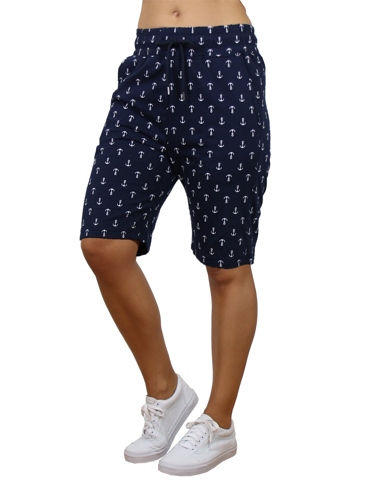 Womens Casual Loose Fit Bermuda Shorts With Zipper Pockets