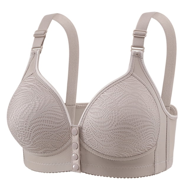 Gtoiithly Women's Front Closure Wireless Bra, Comfortable Medium Support Everyday Bra with Adjustable Straps Light Gray 40