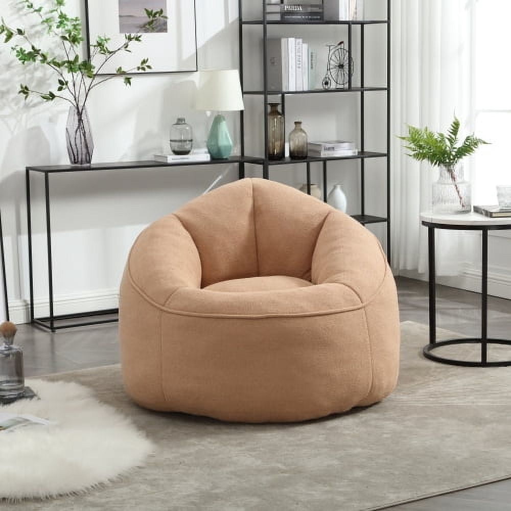 BSHTI 40"Bedding Bean Bag Sofa Chair,High Pressure Foam Bean Bag Chair,Adult Material with Padded Foam Padding Compressed Bean Bag With Footrest-Tan