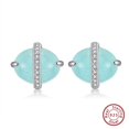 thumbnail image 1 of Pendientes de mujer de plata de ley 925 ovalados de aguamarina natural ER, 1 of 5
