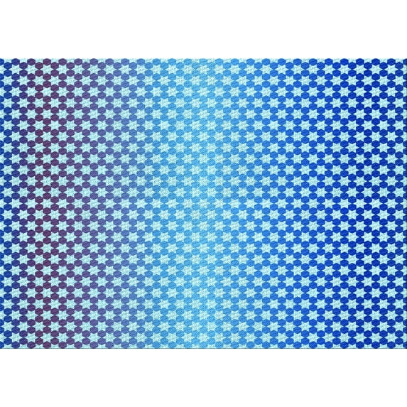 Ahgly Company Machine Washable Indoor Rectangle Transitional Ocean Blue Area Rugs, 6' x 9'