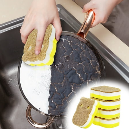 Vxdvou 5pc Dishwashing Wood Pulp Rags Set Grease Stain Sponge Block for Kitchen and Bathroom – Non-Chemical Elastic and Reusable for Effective Cleaning and Scrubbing