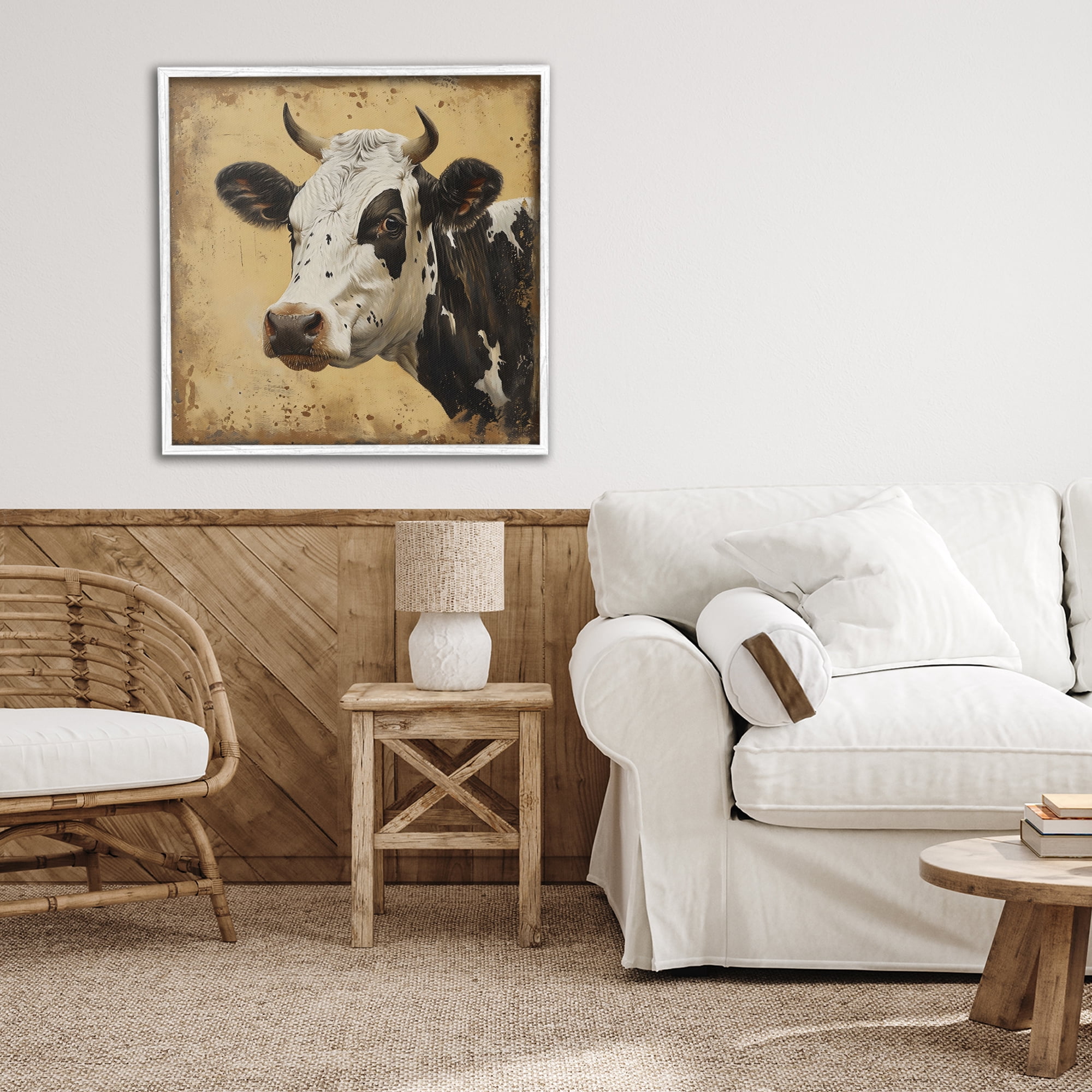Stupell Industries Spotted Brown Cow Portrait White Framed Giclee Art, design by Creative Studio