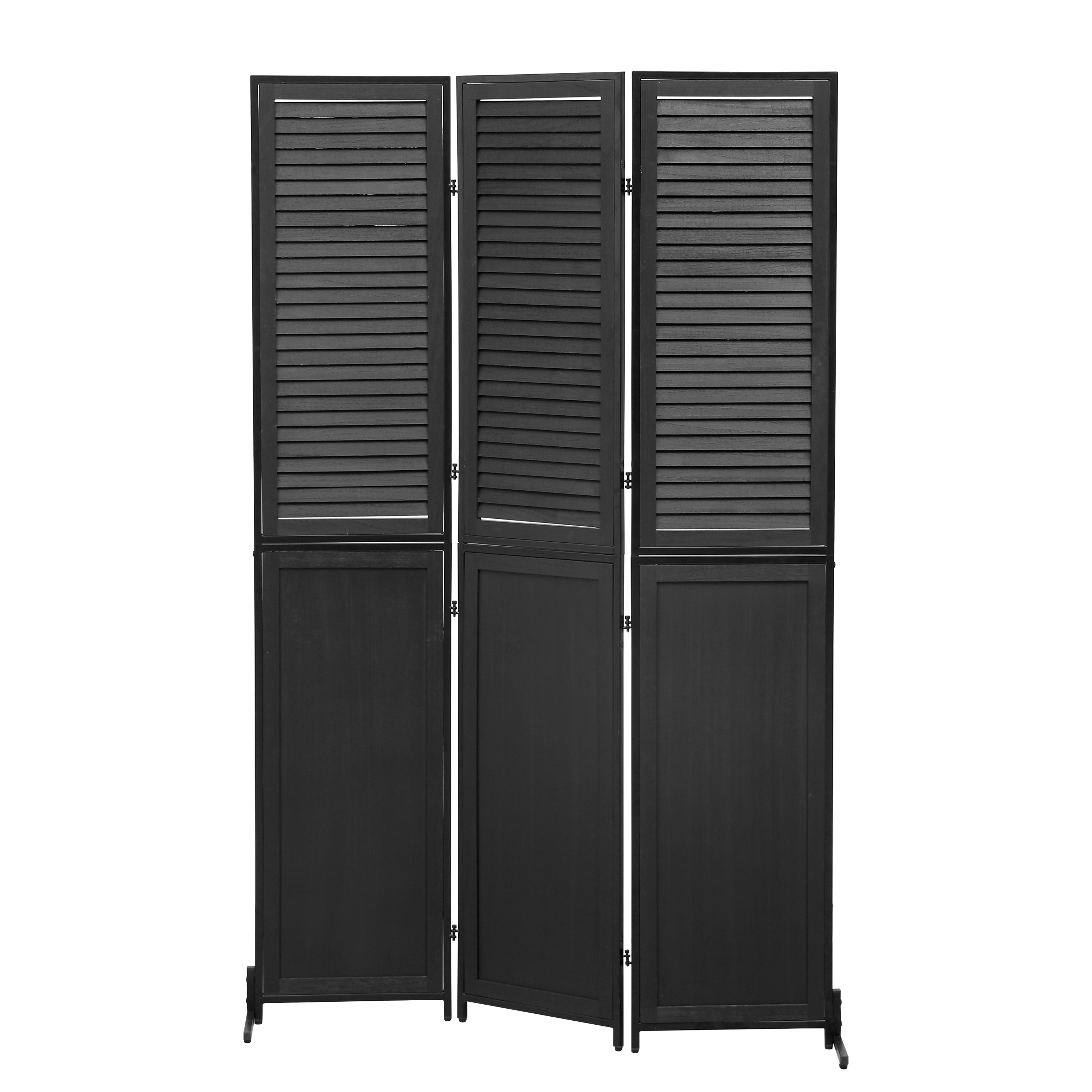 Miniyam 3 Panels Privacy Screen, 5.9 FT Tall Freestanding Folding Partition Wall Dividers Screen for Home Office Restaurant Bedroom, Black