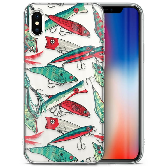 Case Yard iPhone-XS-Max Case Clear Soft & Flexible TPU Ultra Low Profile Slim Fit Thin Shockproof Transparent Bumper Protective Cover Drop Protective Cell Phone Cases (Fishing Bait)