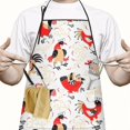 thumbnail image 2 of White Chicken Folk Pattern Apron-Garden Aprons for Women with Pockets-Cotton Linen Waterproof Kitchen Cooking Gardening Aprons Adjustable for Kitchen,Cooking,BBQ and Salon 33x27 Inch, 2 of 7