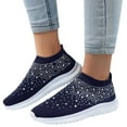 thumbnail image 4 of Xiaoxatg Women's Casual Shoes Breathable Mesh On Flat Comfortable Walking Footwear with Rhinestone for Daily Activities 6.5 Navy, 4 of 9