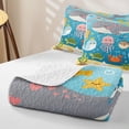 thumbnail image 4 of Manfei Cartoon Ocean Twin Quilt Set, Kawaii Whale Shark Twin Coverlet Set, Bright Blue, 2-Piece, 1 Bedspread and 1 Pillowcase, 4 of 7