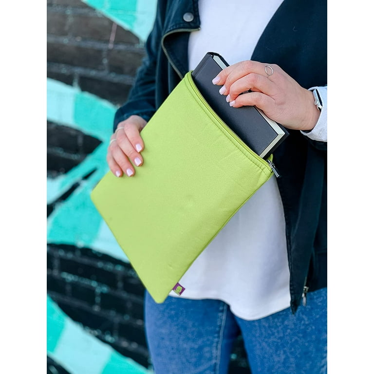 Book Beau - Kiwi Green Book Sleeve with Zipper, Water and Stain Resistant,  Sizes to Fit Hardback, Paperback and More