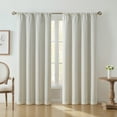 thumbnail image 2 of My Texas House Solid Ivory Rod Pocket Back Tab Blackout Curtain Panel, 52" x 84", 2 of 8
