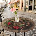 thumbnail image 6 of Western Christmas Round Tablecloth for 36-44 Inch Tables, Fitted Table Cover with Elastic Edge, Vintage Xmas Botanical Wreath Waterproof Outdoor Table Cloth Protector for Patio Garden Dinner Picnic, 6 of 9