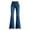 Blue, variant on ManxiVoo Women Split Hem Jeans Elastic Straight Leg High Waist Flared Trousers Versatile Denim Pants L Size Black