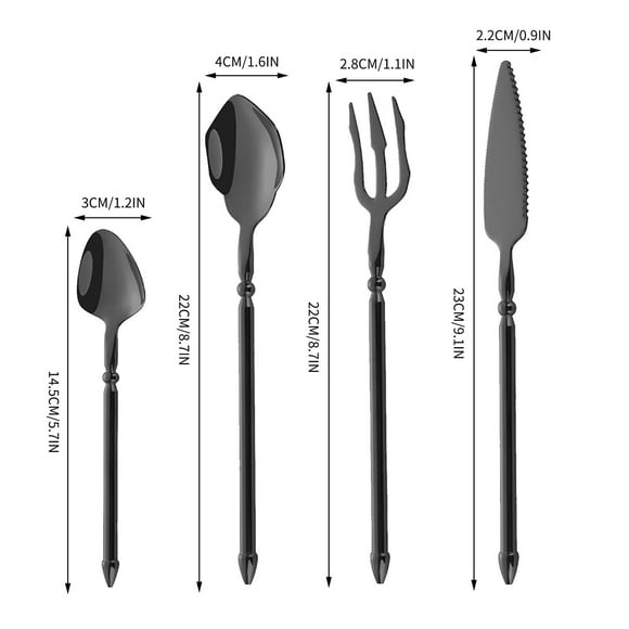 Steak Knife Set 4-Piece Set Handle Stainless Steel Tableware Dessert Salad Spoon Fork Handle Steak Knife Fork Spoon Tea Spoon
