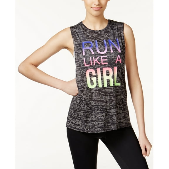 Ideology Women's Burnout Heathered Tank Top, Charcoal Heather, L