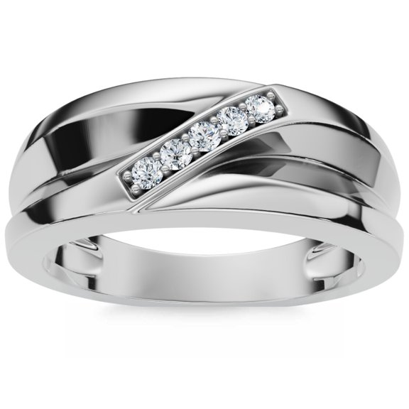 Pompeii Mens High Polished White Gold Diamond Anniversary Ring (G/H,I1)