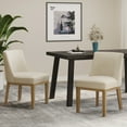 thumbnail image 2 of GDF Studio Boise Contemporary Fabric Upholstered Wood Dining Chairs, Set of 2, Beige and Weathered Natural, 2 of 8