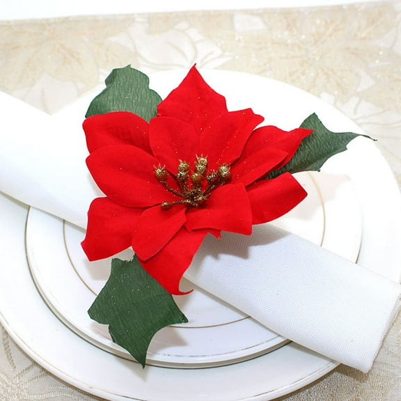 MEIBUTYUP Flower Table Decorations for Christmas Holiday Party, 4 Pieces Elegant Floral Centerpiece