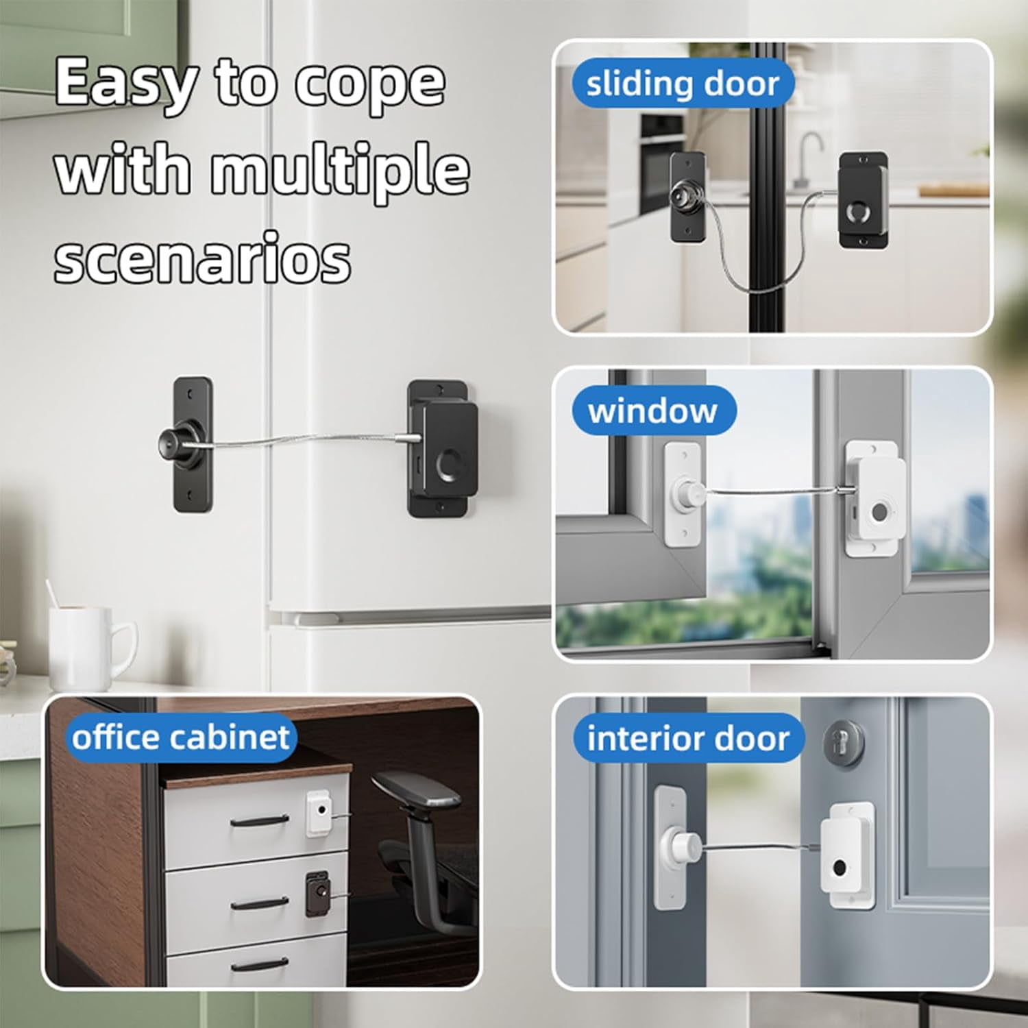 Fingerprint Fridge Lock (2 Pack),Refrigerator Lock with Fingerprint,for Fridge, Cabinet Locks, Drawers, Dishwasher, Toilet and Cabinet Locks Baby Proofing, 3M Adhesive No Drilling (Black)