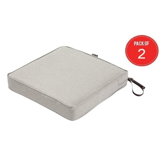 Classic Accessories Montlake Seat Cushion Foam & Slip Cover, Heather Grey, 21x21x3" Thick ( Pack of 2 )