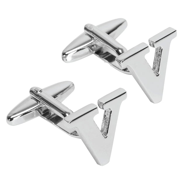 BodyJ4You 2PC Cufflinks Personalized Initials Letter V Men's Button Shirt Business Gift