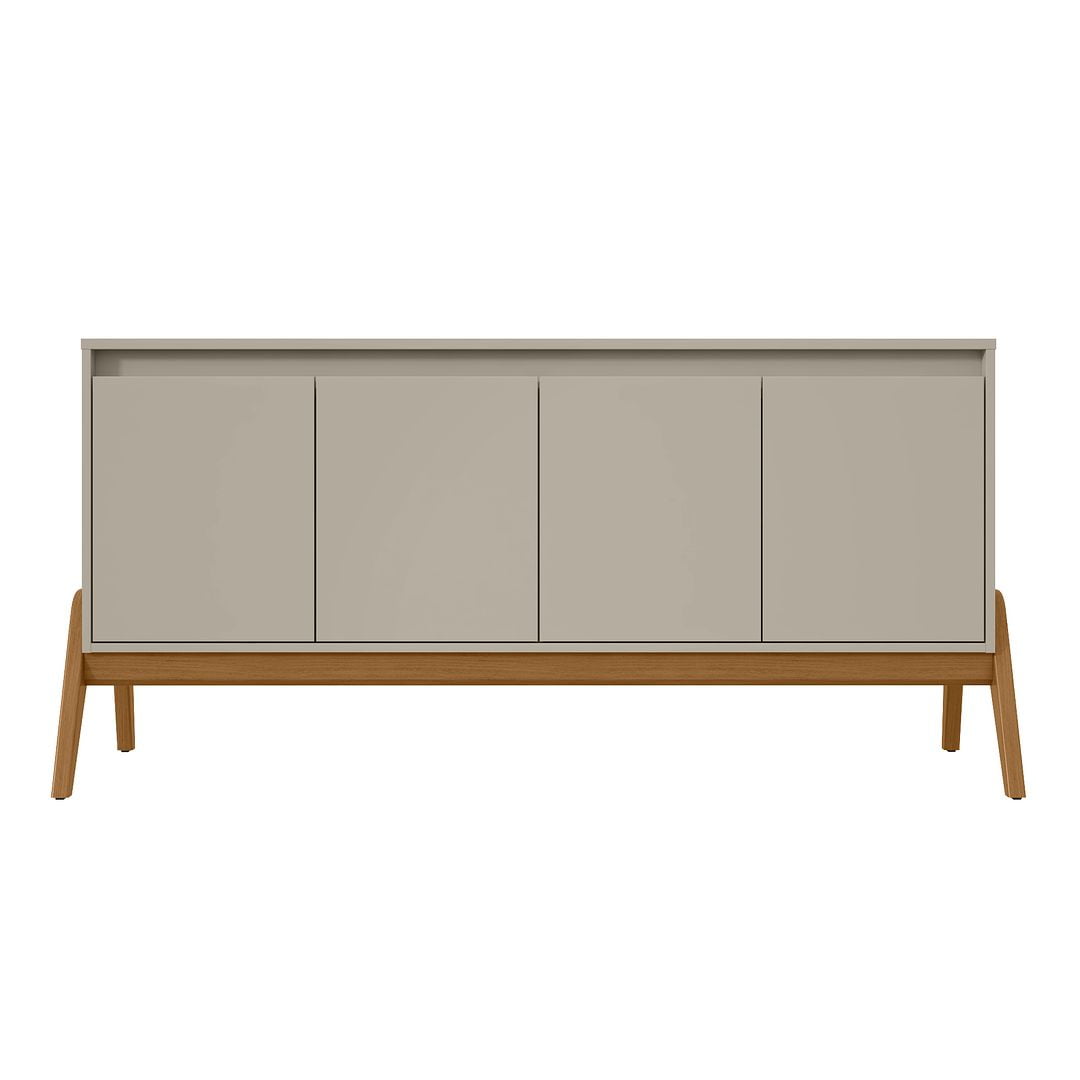 Manhattan Comfort Mid-Century Modern Gales 63.32 Sideboard with Solid Wood Legs in Greige Manhattan Comfort Mid-Century Modern Gales 63.32 Sideboard with Solid Wood Legs in Greige