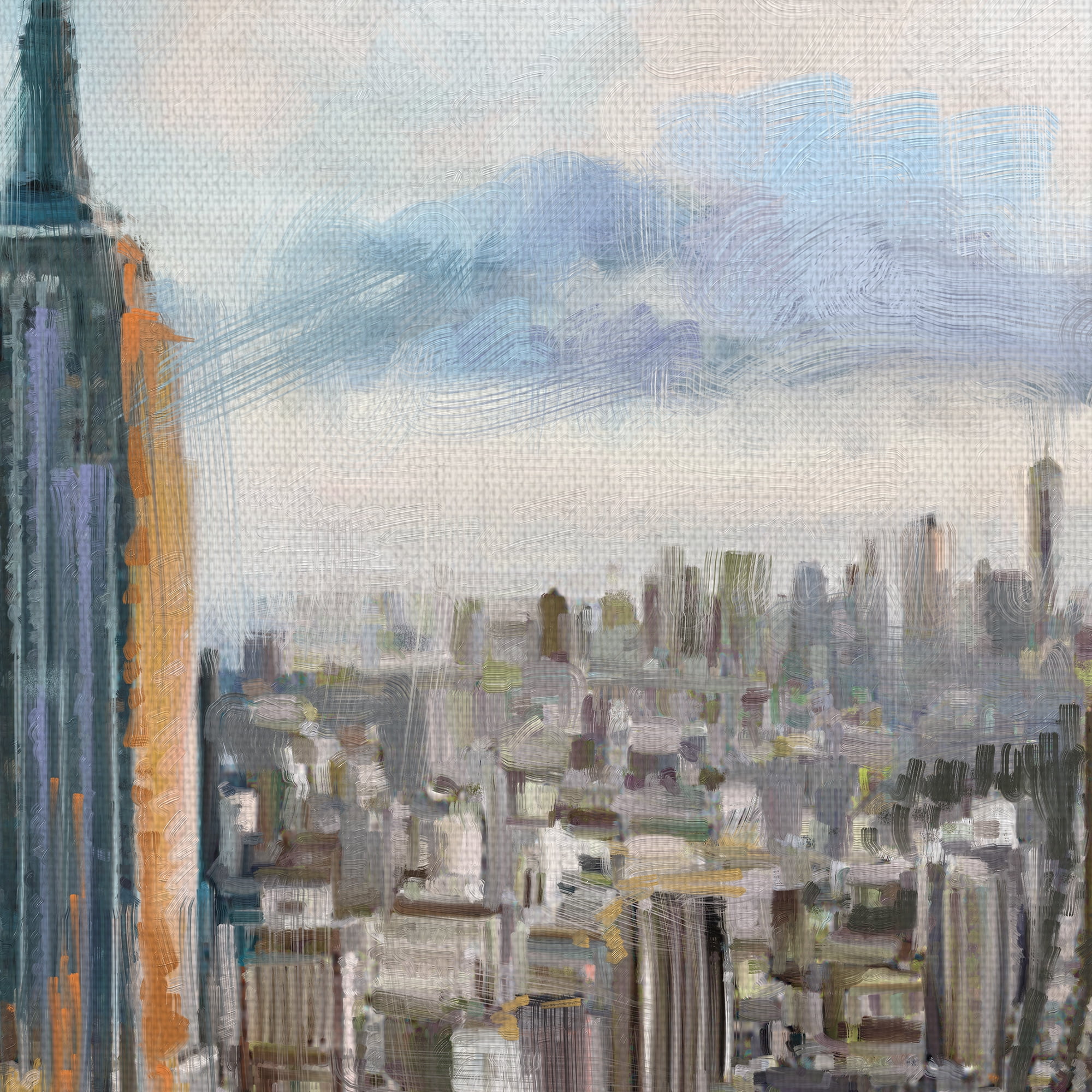 Fine Art Canvas Daybreak Manhattan Skyline by Studio Arts Canvas Art Print