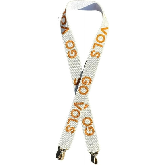 Lashicorn Beaded Purse Strap Tennessee College Game Day Clear Handbag Replacement Strap Stadium Football University 49 X 1.75 Orange & White with Gold Hardware Clips