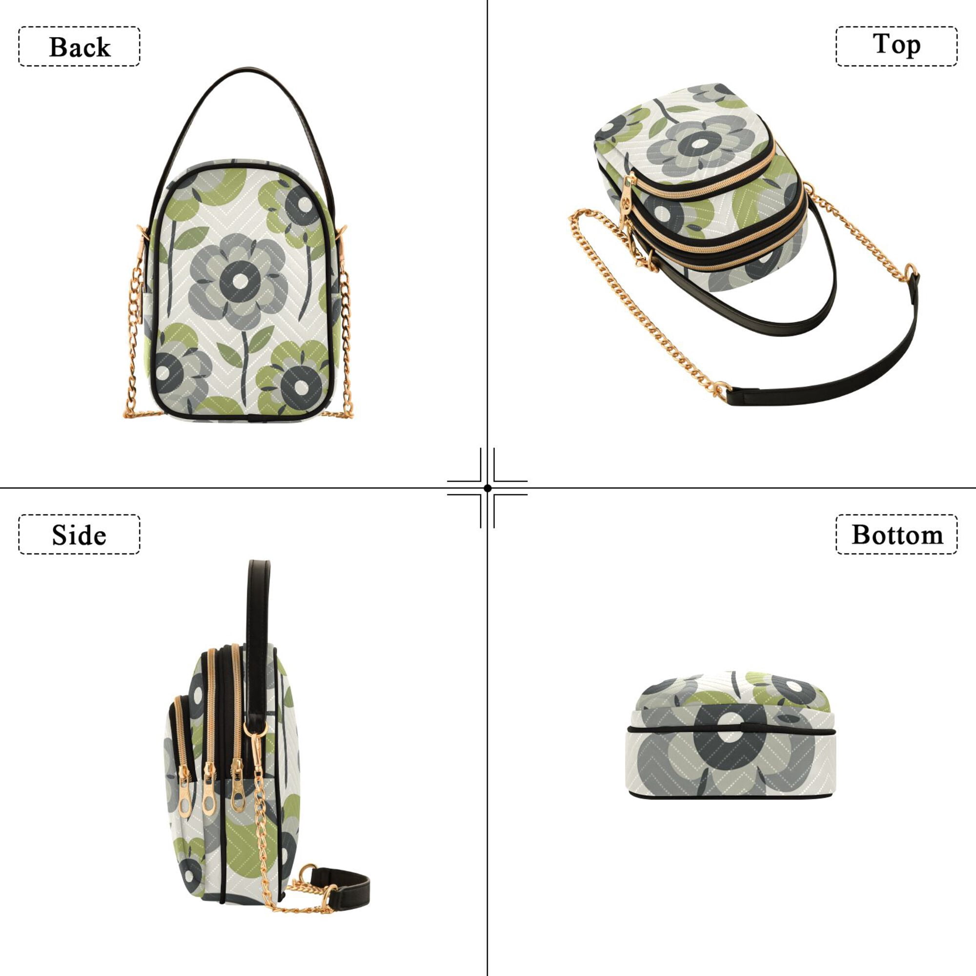 FORMRS Crossbody Bag for Women Quilted Travel Shoulder Cell Phone Purse with Chain Strap Handbag, Retro Flower