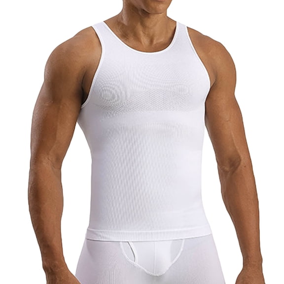 KIHOUT Men's Compression Shapewear Tank Top, Slimming Tummy Control Vest for Under Shirts, Workouts & Everyday Wear