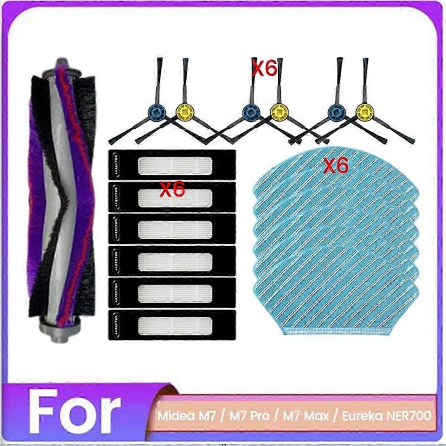 For Midea M7 / M7 Pro / M7 Max / Eureka NER700 Vacuum Cleaner Replacement Part Main Brush Side Brush