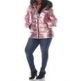 thumbnail image 2 of White Mark Women's Plus Size Hooded Metallic Puffer Coat, 2 of 5