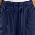 thumbnail image 7 of Womens Pants with Pockets 100% Cotton Decorative Button Drawstring Cropped Pants, 7 of 7