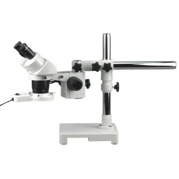 AmScope SW-3B24Y-FRL Binocular Stereo Microscope, WH10x Eyepieces, 20X/30X/40X/60X Magnification, 2X/4X Objective, Singl
