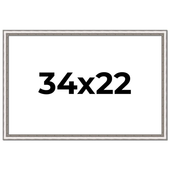 34x22 Frame Silver Real Wood Picture Frame Width 1.25 Inches | Interior Frame Depth 0.5 Inches |