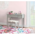 thumbnail image 3 of Ramsey Silver Flip-Top Mirror Vanity and Butterfly Upholstered Stool Set, 3 of 14