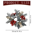 thumbnail image 4 of HomelyJoy Christmas Candle Ring Wreath with Poinsettia and Golden Berries, Flameless Battery-Operated Centerpiece for Holiday Table, Mantel, Window, Wall Decor, No Water Needed Festive Wreath, 4 of 8