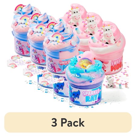 (3 pack) Joyfy 3 Pack Butter Slime Party Favors 8 oz Super Soft Non-Sticky Pre-Made Slime for Kids DIY Stress Relief Sludge Fidget Toy Birthday Gift 3 Themes