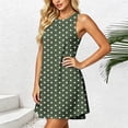 thumbnail image 6 of ClodeEU Women's Polka Dot Round Neck Sleeveless A-Line Mini Dress,Summer Casual Flowy Beach Vacation Dress Army Green,Women's Plus L, 6 of 6