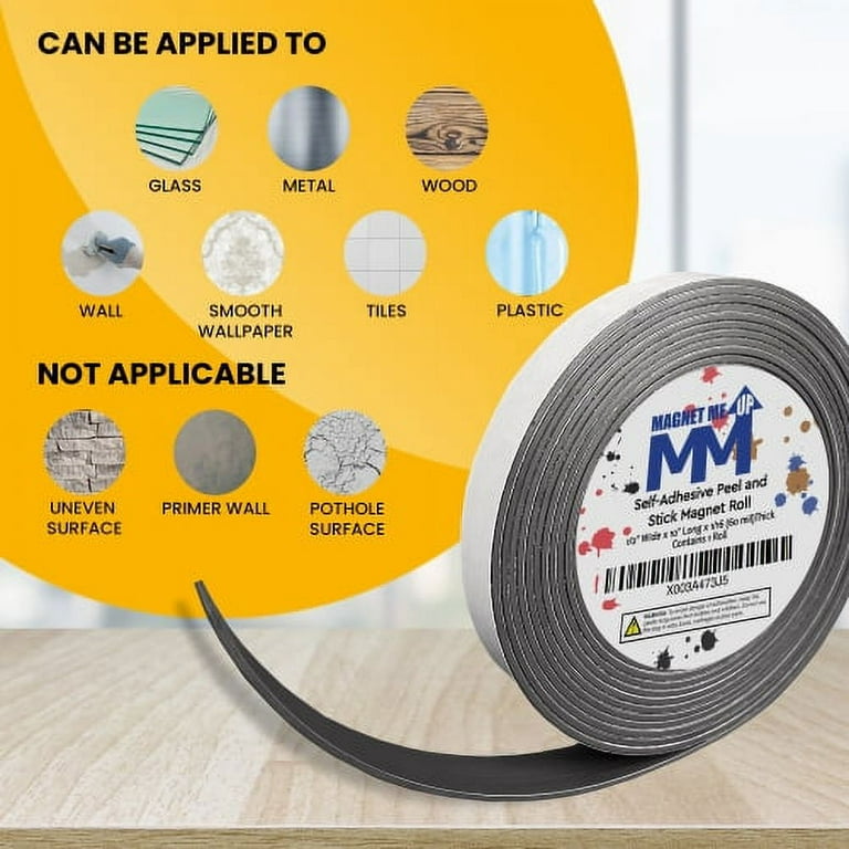  Magnetic Tape with Adhesive Backing Flexible Magnet Strips  Multi-Purpose Adhesive Magnetic Strips for Home and Office Use - Easy to  Cut and Use (16 Feet x 1/16 Thick x 1/2