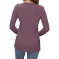 thumbnail image 4 of ClodeEU Womens Tunic Square Neck T Shirts,Long Sleeve Button Ribbed Knit Slim Tee,Fashion Trendy Outfits Purple,Womens Plus M, 4 of 4