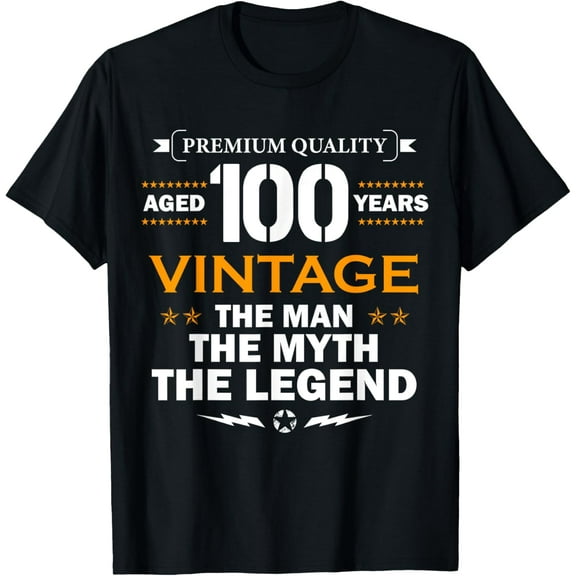 100th T-ShirtVintage The Man Myth Legend 100 Year Old Birthday100% cotton