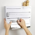thumbnail image 4 of Binwennn Cutting Board 6 In 1Kitchen Storage Rack Multifunctional Foil Cling Film Cutter Wrap Cling Film Foil Dispenser Wall Mount Storage Rack Paper Towel Holder, 4 of 7