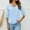 Blue, variant on Casual V Neck Jacquard Crinkle Ruffle Drawstring Three Quarter Sleeve Fashion Tee Top Womens T Shirts