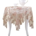 thumbnail image 1 of Lace Polyester Tablecloth Embroidery Square Table Cloths for Party Wedding Kitchen Dining Home Decorations, 53 x 53 Inch, Pink, 1 of 6