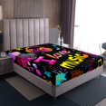 thumbnail image 3 of Erosebridal Drap-Housse Disco Musique Simple, Ensemble de Literie Note de Musique Taille Simple, Décor Graffiti Coloré 2 Pcs (Sans Drap Plat), 3 of 6