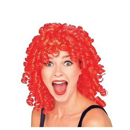 Women's Red Curly Top Ringlet Clown or Loopsy Doll Costume Wig