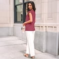 thumbnail image 4 of SUNBS Blouses for Women Lace Tops Pleated Short Sleeve Shirts Summer Business Casual Dressy Clothes, 4 of 6